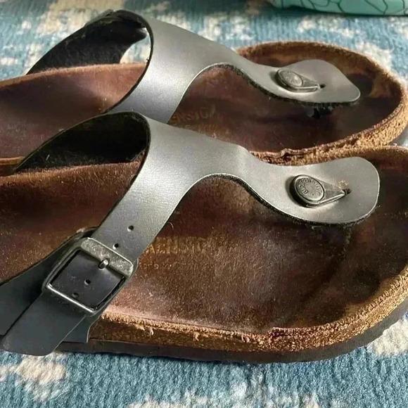 Birkenstock thong, silver buckle sandals, 37 - Picture 4 of 7